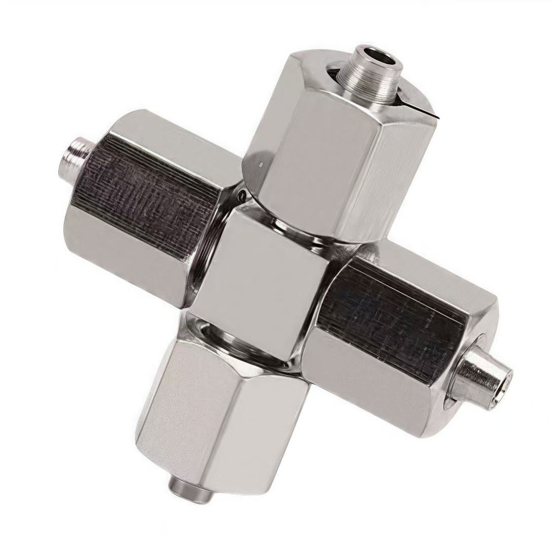 Industrial brass cross quick coupling for high-pressure air line systems