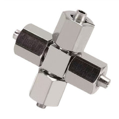 Industrial brass cross quick coupling for high-pressure air line systems