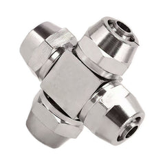 Metal pneumatic quick coupling cross joint, durable brass air hose fitting