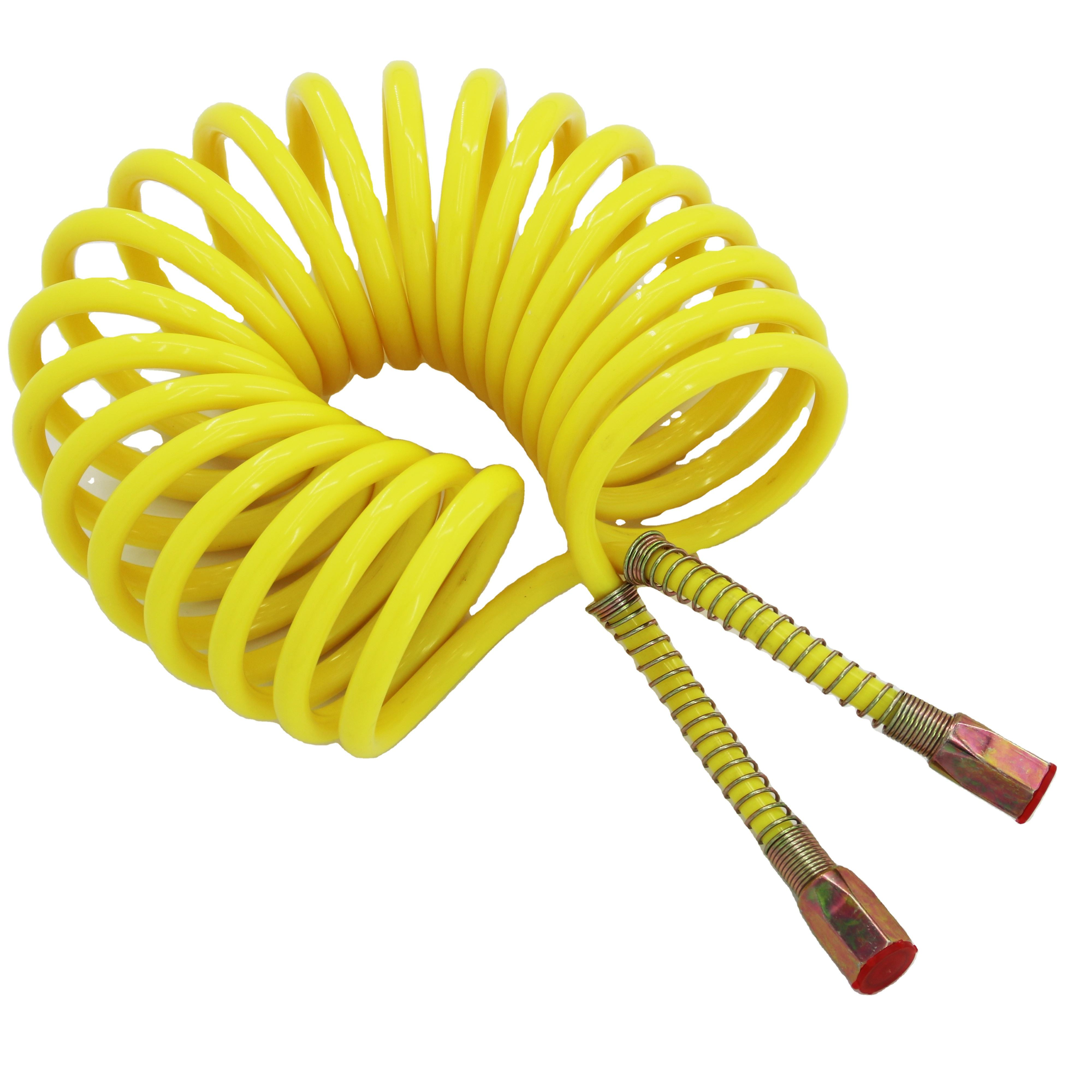 Flexible coiled nylon brake tube for commercial vehicles