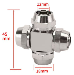 Metal pneumatic quick coupling cross fitting for air hose distribution