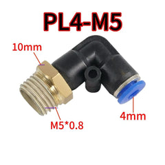 Pneumatic Push-to-Connect Hose Fitting, Male Thread Elbow Quick Connector, Air Line Compression Fitting for Air Compressor, Tubing and Industrial Pneumatic Systems