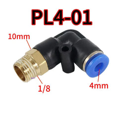 Pneumatic Push-to-Connect Hose Fitting, Male Thread Elbow Quick Connector, Air Line Compression Fitting for Air Compressor, Tubing and Industrial Pneumatic Systems
