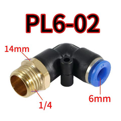 Pneumatic Push-to-Connect Hose Fitting, Male Thread Elbow Quick Connector, Air Line Compression Fitting for Air Compressor, Tubing and Industrial Pneumatic Systems