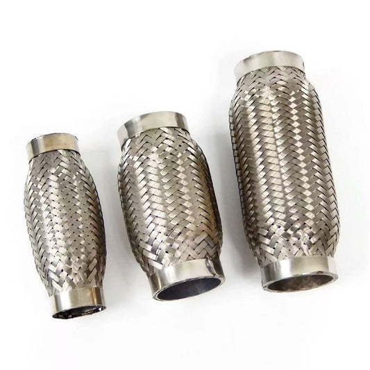 Universal Stainless Steel Exhaust Flex Pipe with Muffler – Noise Reducing, Vibration Absorbing