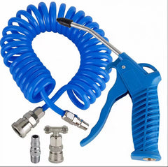 High-pressure dust blowing gun kit with flexible rubber hose and brass 3-way connector
