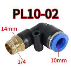 Air line compression elbow fitting for tubing and pneumatic systems