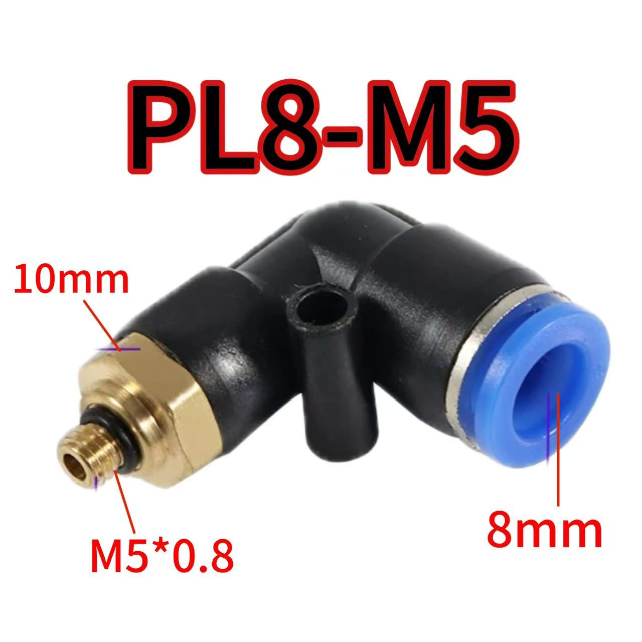 Durable push-to-connect elbow hose fitting, male thread air line adapter