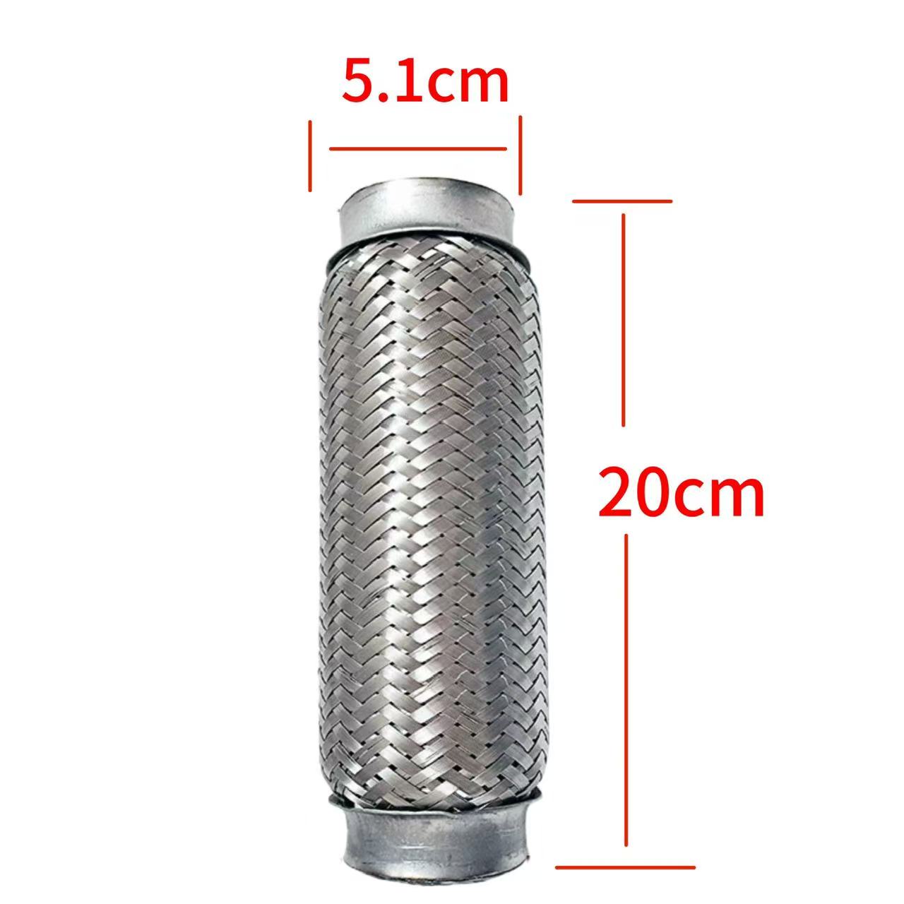 Heavy-duty stainless exhaust flex pipe with muffler, noise reduction design